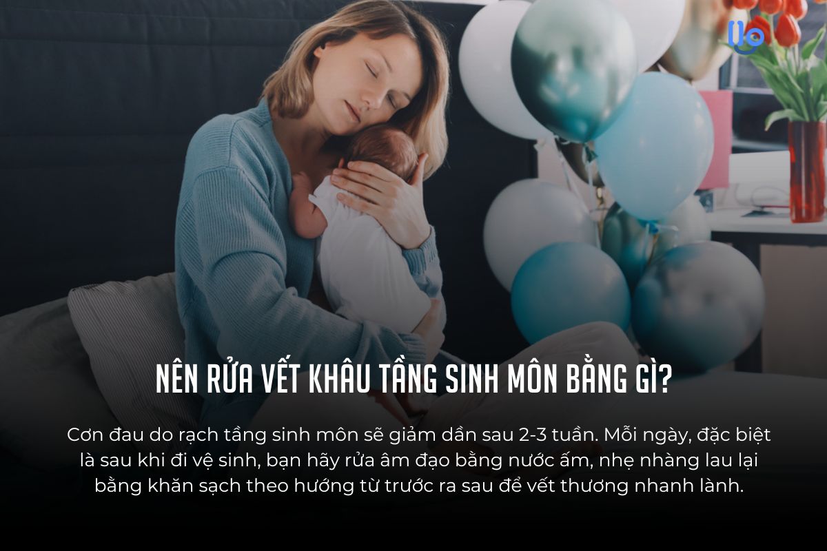 Rửa vết khâu tầng sinh môn bằng gì